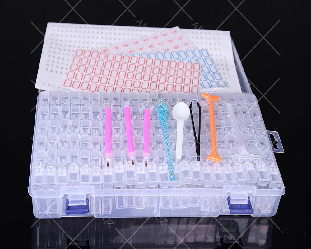 

New Diamond Painting Accessories Tools Container Storage Box 132 Bottles diamant painting accessories Tweezers spoon tool