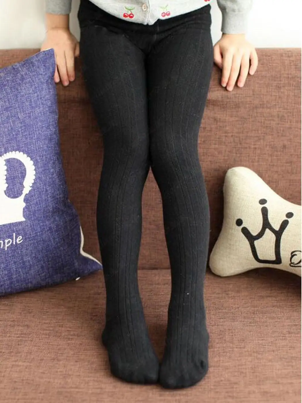 Autumn Kids Baby Girl Solid Warm Cotton Knit Tights Toddler Soft Pantyhose Elastic Stockings