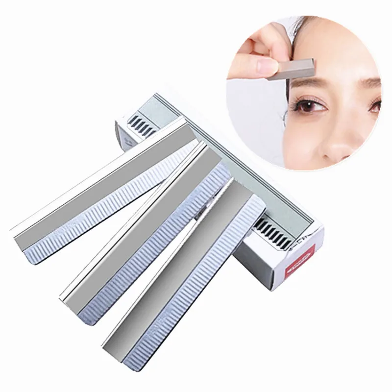 10pcs A box 10 шт., профессиональные ножницы-бритва для бровей, лезвие из нержавеющей стали, триммер для лица, нож для удаления волос, инструмент для бритья и макияжа - Цвет: 10pcs A box