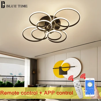 

Remote Control Modern Chandelier Led For Living Room Bedroom Dining room Kitchen Black&White Color Chandelier Lighting Fixtures