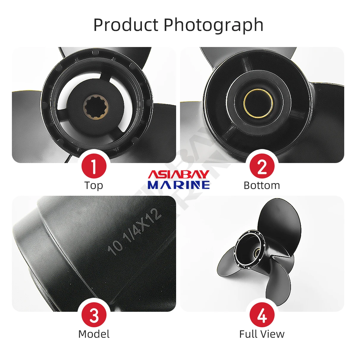 Suzuki Outboard Propeller 20hp 25hp 30hp 10 1/4x12 Boat Motor Aluminum Screw 3 Blade 10 Spline Fit 20 25 30 Hp 10.25*12inch For Marine Propeller