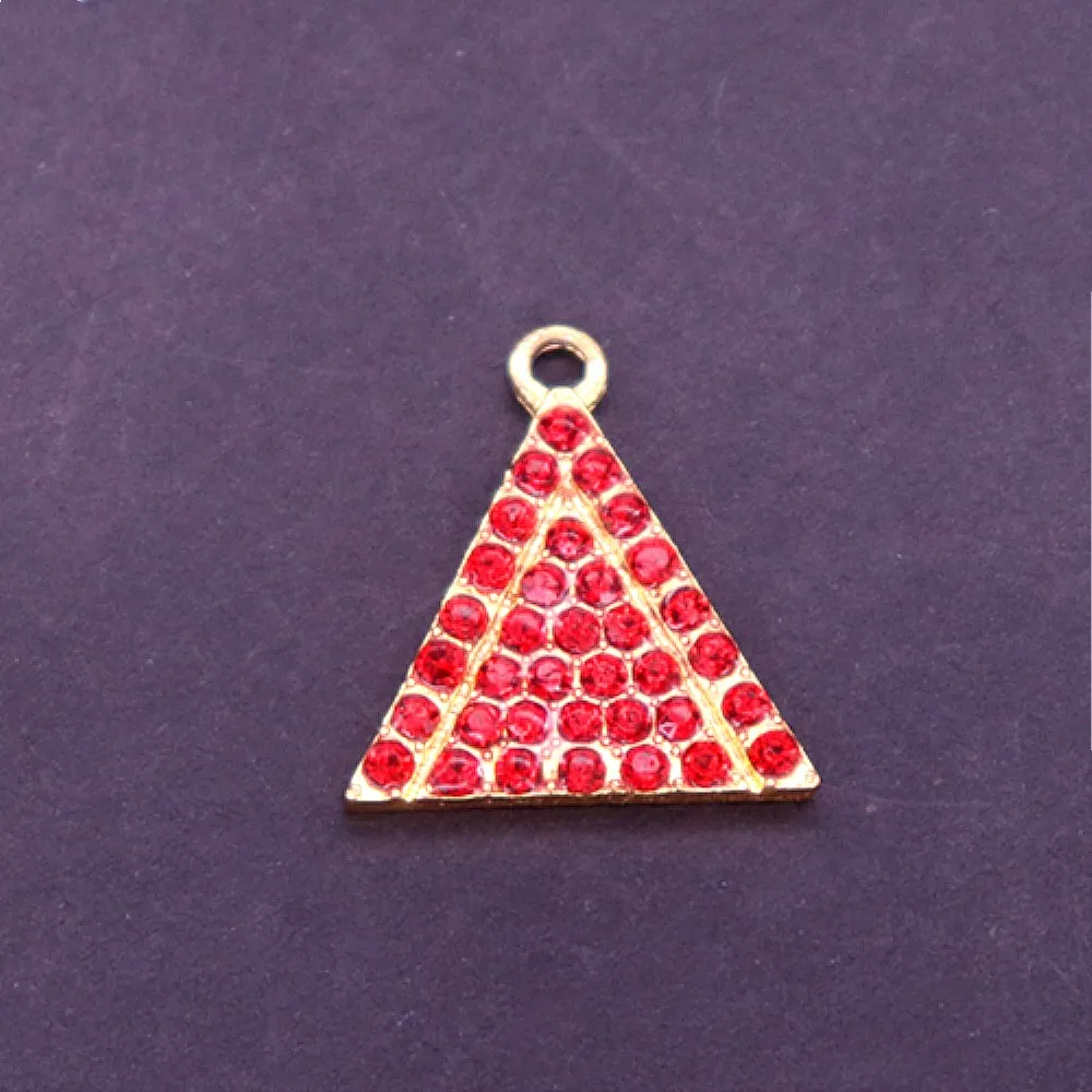 

Metal Alloy Full Red Crystal Gold Greek Letter DST Symbol Delta Sigma Theta Charm Pendant DIY Bracelet Necklaces Custom