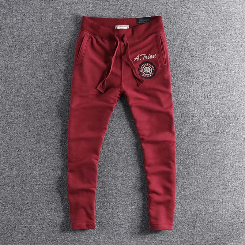 dark red Новое поступление, осенние мужские дизайнерские брюки, большие размеры, повседневная одежда, высококачественные мужские брюки для продвижения, распродажа - Цвет: dark red