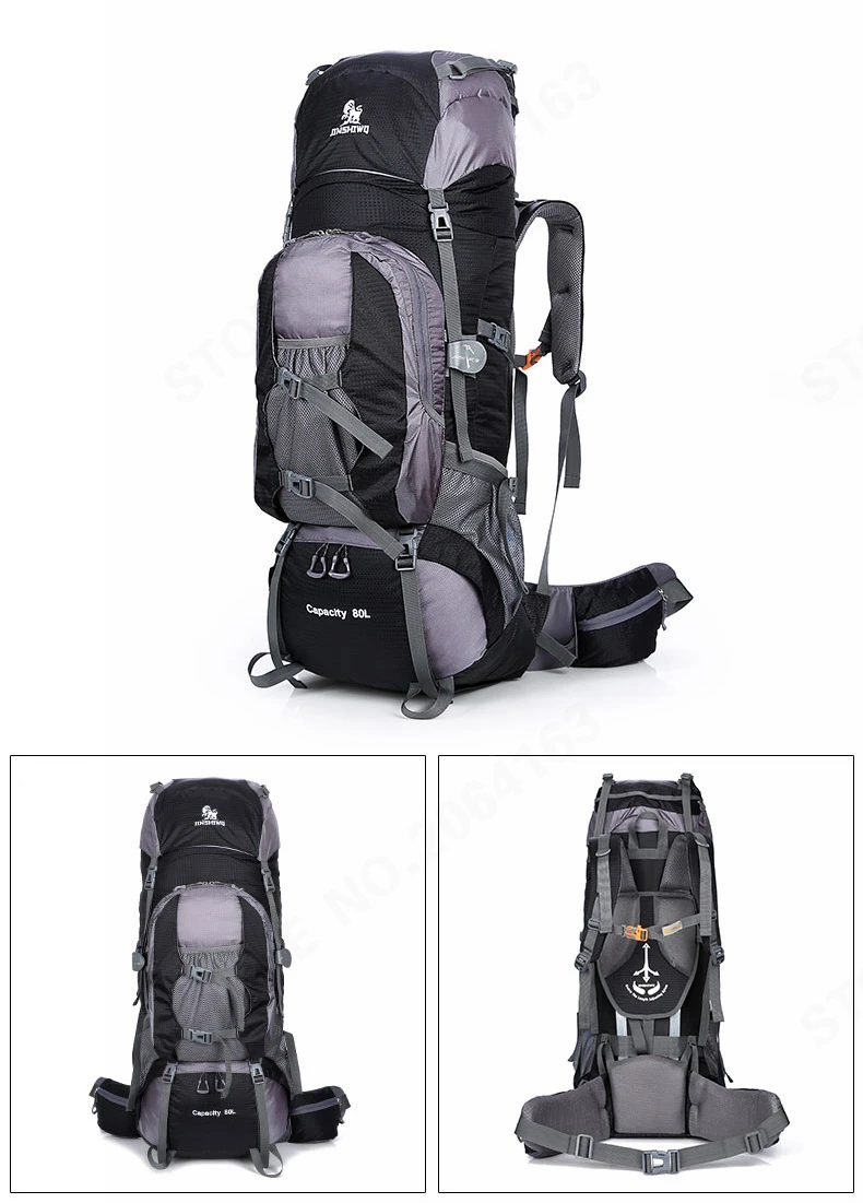 80L Large Capacity RucksacksOutdoor Backpack Climbing Backpacks Hiking Big Sport Bag Travel Bag Mountain Men Waterproof  Bags