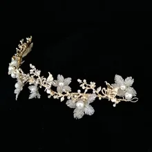 Винтажный Золотой корейский ободок для волос, свадебные жемчужные стразы, диадемы, роскошные свадебные кольца на носителя, гребень, гирлянда, украшение для волос, аксессуары