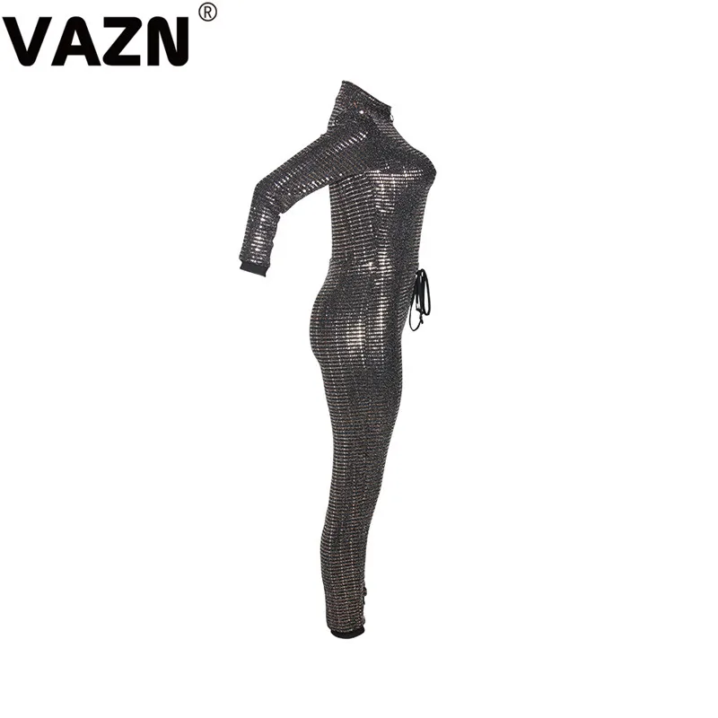 VAZN, шикарный дизайн, осень, сексуальный женский комбинезон, 3 цвета, длинный рукав, на молнии, светильник, комбинезон для девушек, уличный специальный комбинезон