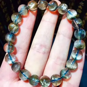 

8.5mm Certificate Natural Brookite Silver Rutilated Quartz Clear Round Beads Bracelet Women Men Wealthy Stone AAAAA