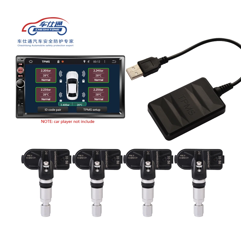 Monitor de presión de neumáticos USB Android TPMS/sistema de alarma de monitoreo de presión de neum