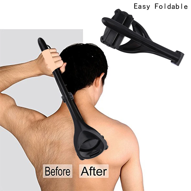 

Hotest Black Two Head Blade Back Hair Shaver Trimmer Body Leg Razor Long Handle Removal Razors For Hair 26*12*10cm Men Over Size