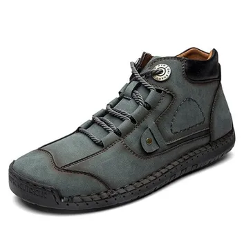 

Riding boots men's shoes winter new casual men's leather boots plus size high top sneakers genuine leather winter shoes boots