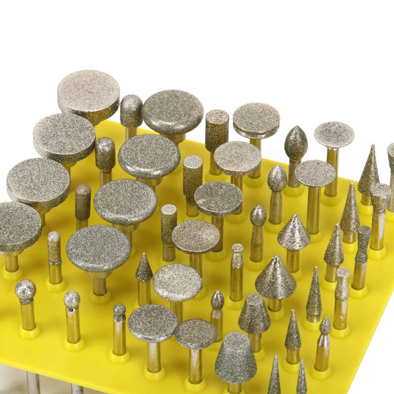 50pcs Diamond Coated Shank Spherical Head Mounted Point Grinding Bit Round Ball