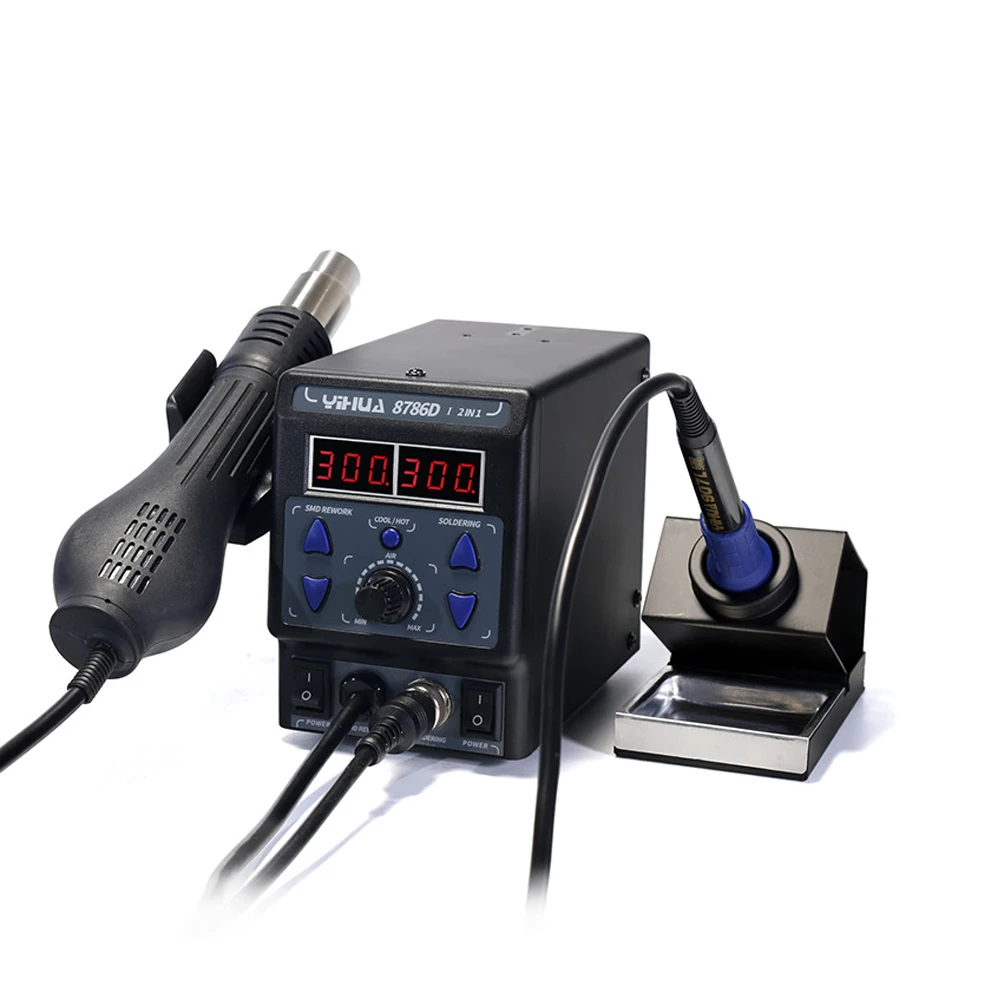 220V 8786D-I Модернизированная версия SMD паяльная станция с двойным цифровым дисплеем холодный горячий воздушный пистолет паяльник 2 в 1 паяльная станция