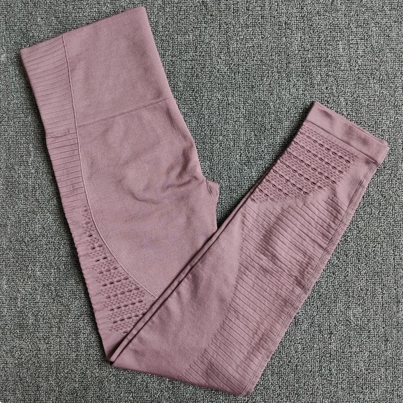 Бесшовные штаны для йоги эластичные, высокая посадка колготки спортивные брюки женские пуш-ап для бега контроль живота Тренажерный Зал Фитнес Леггинсы - Цвет: Pink