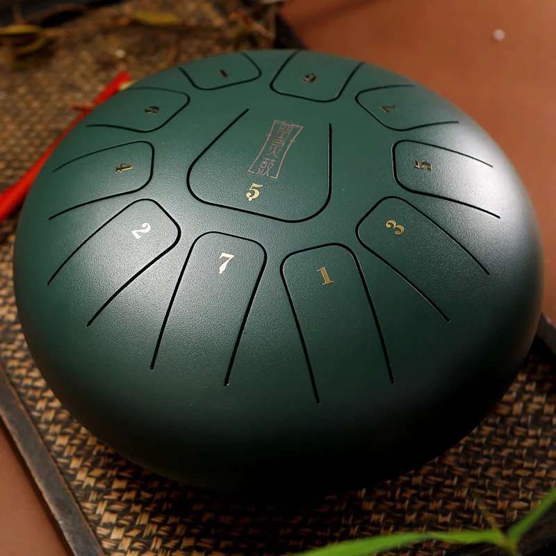 Hluru Steel Tongue Drum 8 Inch Ethereal Rhythm Drum 11 notes Tone F Percussion Hand pan Tang Drum for Drop shipping