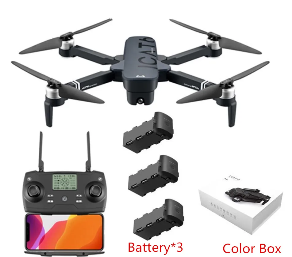 Color box 3battery Интеллектуальный бесщеточный двойной gps авто следуй за мной wifi FPV RC Квадрокоптер 5G 23MIN 1000M 4K электрическая камера оптический поток gps Радиоуправляемый Дрон - Цвет: Color box 3battery