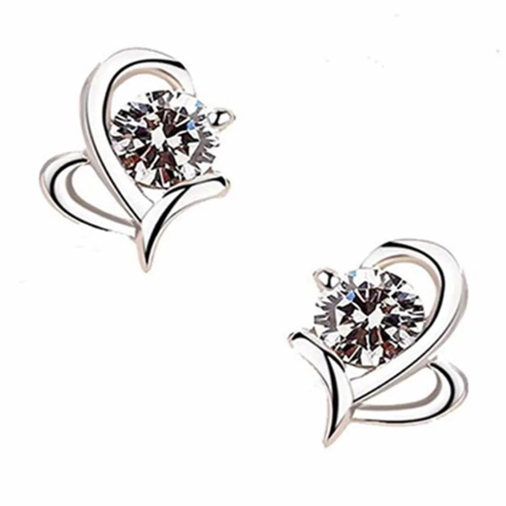 

SCE86 Heart-shaped Zircon Earrings Love Earrings simple peach heart fashion jewelry
