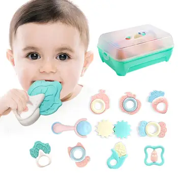

10PCS/Set Baby Molar Toy Set Infant Grasping Grab Toys Spin Musical Toy Reusable Early Educational Baby Teether Toys For Toddler