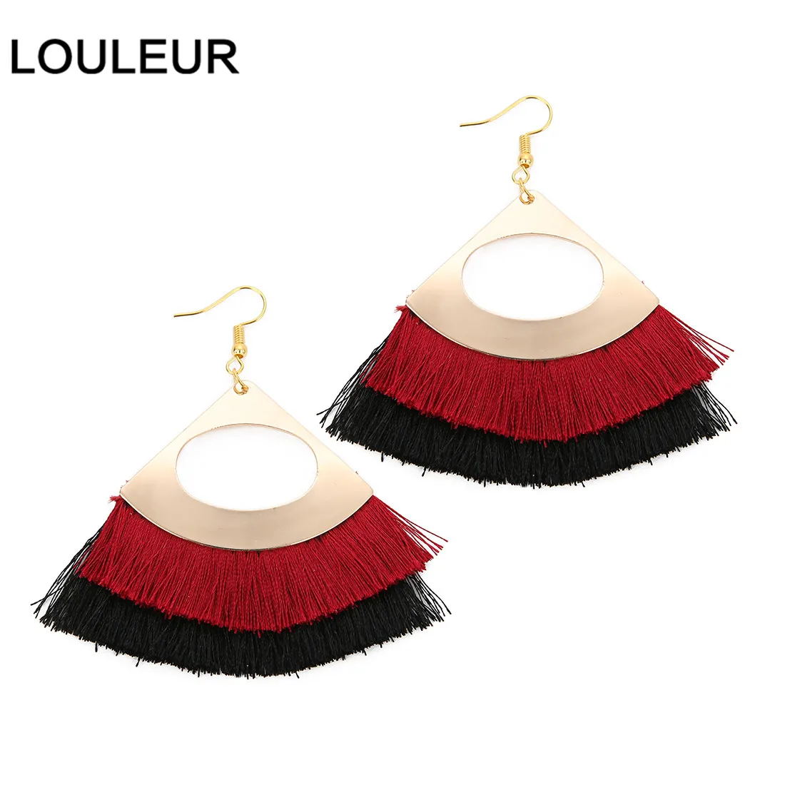 

Fashion Bohemian Tassel Earrings 2019 Red Silk Fabric Drop Dangle Earrings Statement Big Sector Pendientes for Women Jewelry