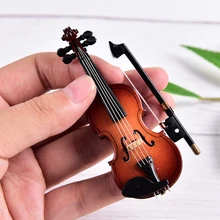  8cm Collection Decorative Ornaments Model Decoration Gifts With Support Miniature Musical Instruments Mini Violin Wooden 