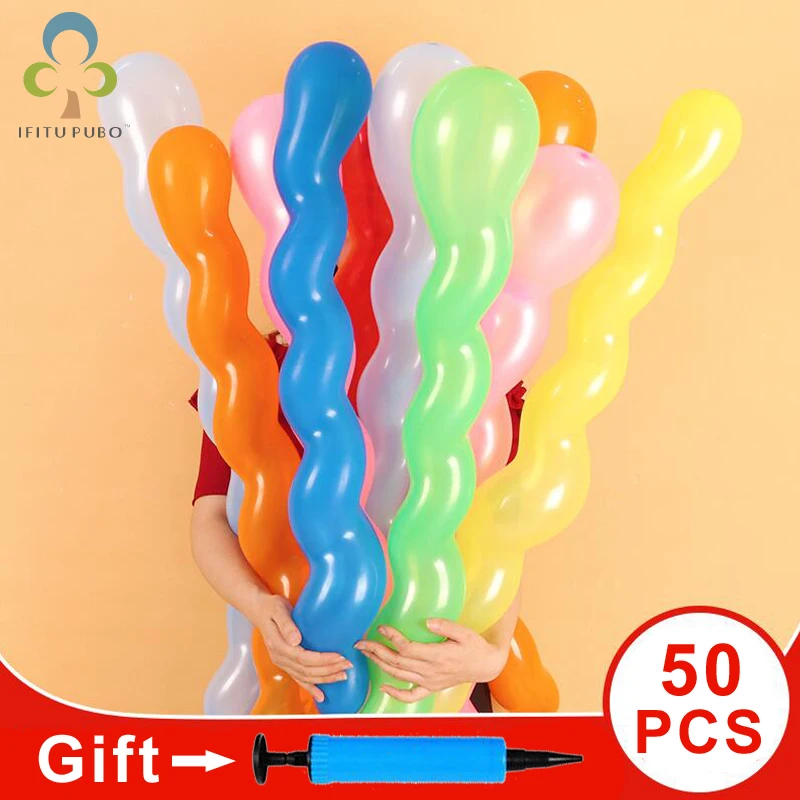 50Pcs/bag Giant Balloons with Pump Rubber Helium Spiral Latex Wedding Birthday Party Decoration long Ballons GYH | Дом и сад
