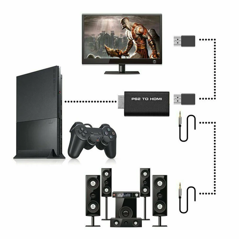 Черный PS2 к HDMI конвертер USB кабель AV адаптер руководство пользователя наборы для HD sony Playstation 2