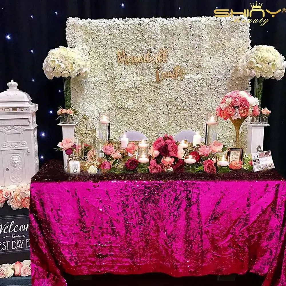 Русалка блесток стол 72x72-дюймовый ярко-розовый прямоугольник скатерть скатерти с блестками Свадебный торт стол Decor-M1026