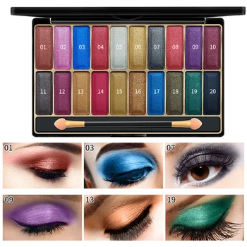 

20-color Metallic Shimmer Pearlescent Wet Makeup Eye Shadow Palette Satin Make Up Multicolor Eyeshadow Tray Tool
