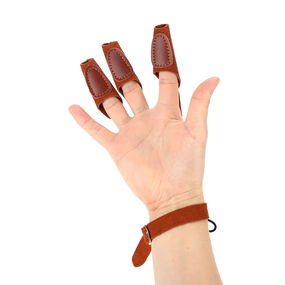 Мягкая коричневая искусственная кожа Защита палец стрела аксессуары перчатка для стрельбы из лука перчатка с бантом для начинающих Лук Стрелка палец