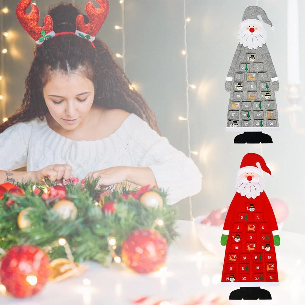 Santa Advent Calendar With 24 Pockets Countdown Ornaments Christmas Felt Advent  Calendar For Xmas Home Wall Hanging Decorations|Advent Calendars| -  AliExpress