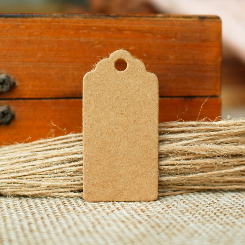 50pcs Paper Gift Tag Packaging Label Brown Kraft Paper Tags With Hemp