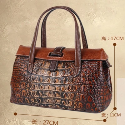Женская сумка через плечо с узором из крокодиловой кожи, роскошная модная женская Винтажная сумочка из натуральной кожи