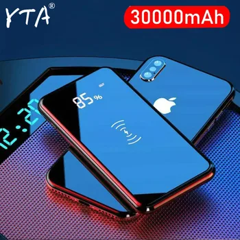 チーワイヤレス 30000mahの電源銀行充電器iphoneサムスン外部バッテリー銀行内蔵充電器powerbankポータブル