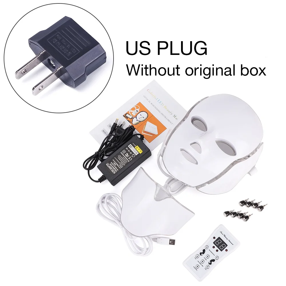 us without box Светодиодный, для лица, шеи, EMS, микро-ток против морщин, акне, удаление, омоложение кожи, электрический аппарат для красоты лица - Цвет: us without box