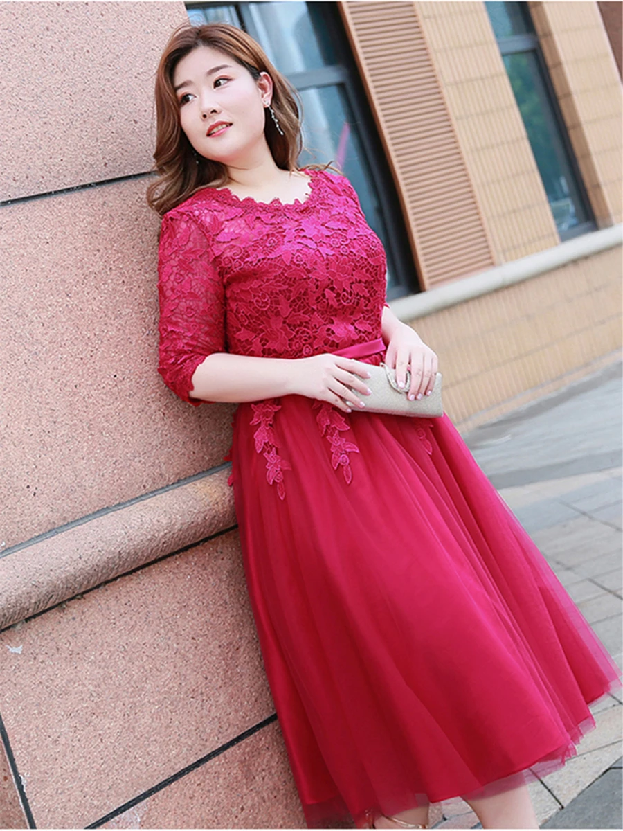 Skyyue вечернее платье с круглым вырезом и коротким рукавом Robe De Soiree, женские вечерние платья больших размеров, одно плечо формальных платьев, T050