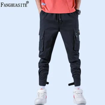 

2019 Autumn New Cargo Pants Men Streetwear Vintage Fashion Hip Hop Ankle-length Trousers tactical Solid color plus size pant FB1