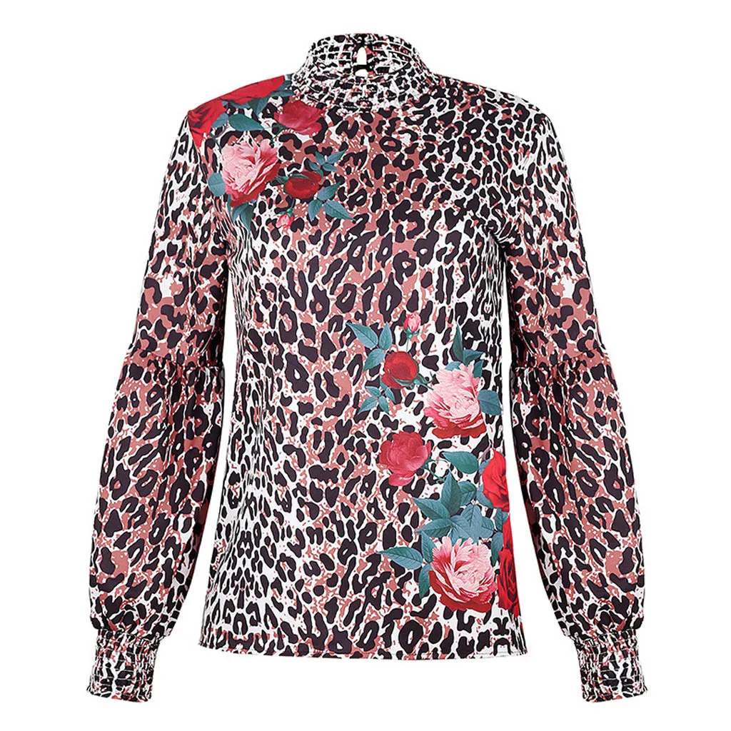 Женская одежда boho, блузки, Зимняя мода, длинный рукав, с принтом, рукав-фонарик, рубашка с вертикальной одеждой, blusas femininas