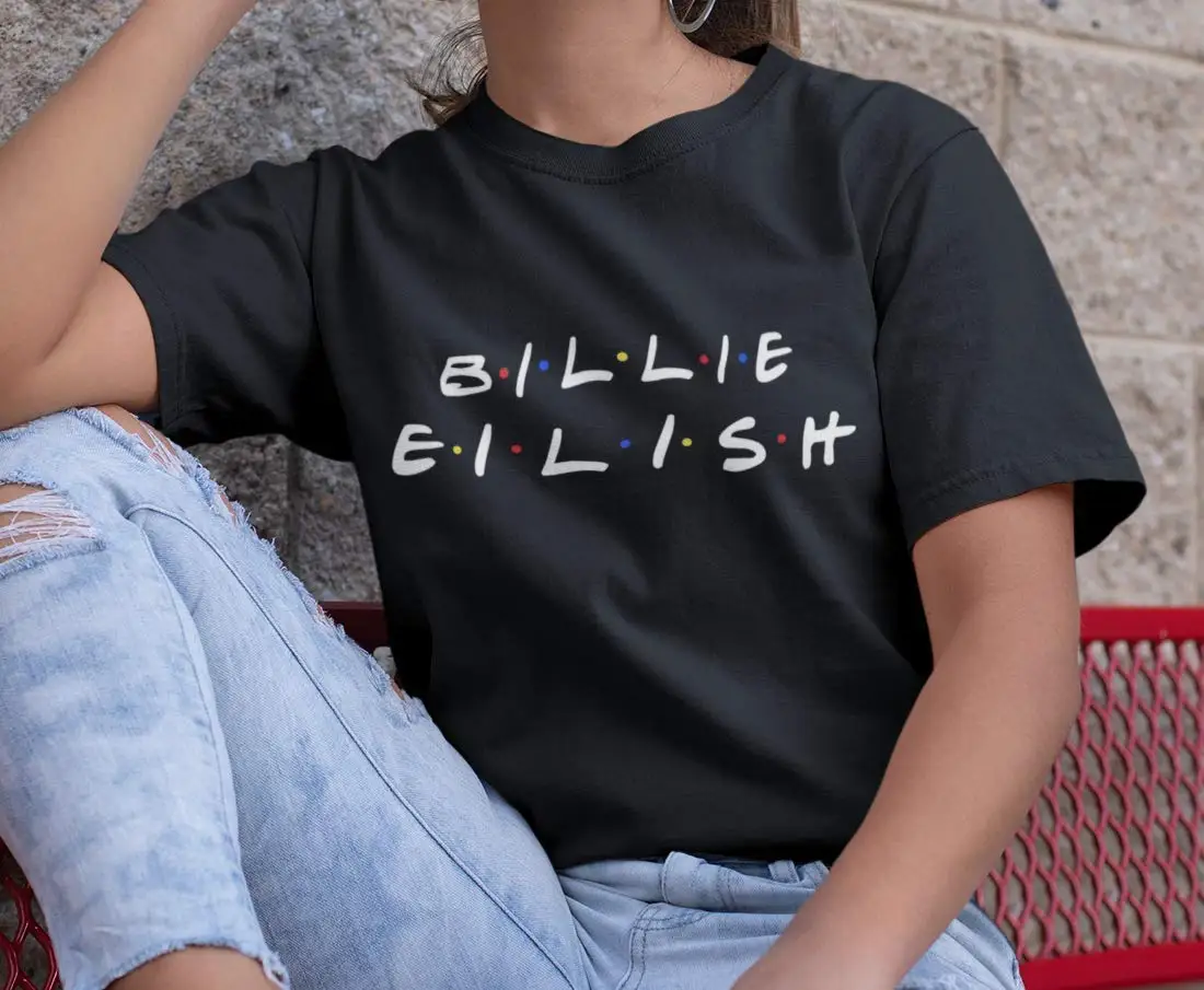 Billie-Eilish Pop Music Big-Gift-Fan Friends текст на заказ футболка ручной работы Hoodie_Long Sleeve_FGHFG