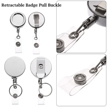 

1 PC Anti-Lost Clip Door Pass Holder Work Card Keychain Metal Retractable Name Card Badge Reel ID Lanyards Office Supplies