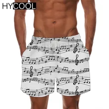 HYCOOL мужские летние пляжные шорты с рисунком музыкальных нот, Мужские дышащие быстросохнущие спортивные
