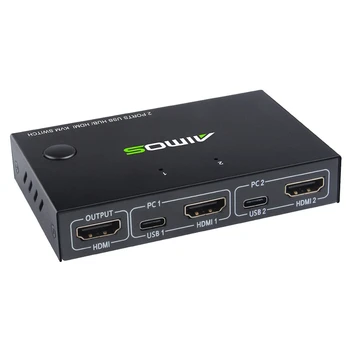 

2 In 1 Out 4K USB HDMI KVM Switch Box Video Display USB Switch Splitter For 2 PC Sharing Keyboard Mouse Printer Plug And Paly