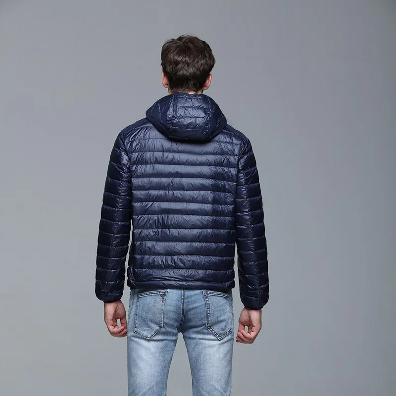 Autumn And Winter The New Super Light Thin Section Men's Down Jacket Brief Paragraph Big Yards Leisure Hooded Down Jacket