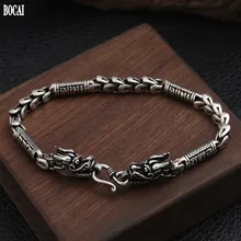 S925 чистое серебро, модные ювелирные изделия, тайское серебро, дракон, чешуя, узор сзади, кран, браслет для мужчин, 925 серебро, мужской браслет