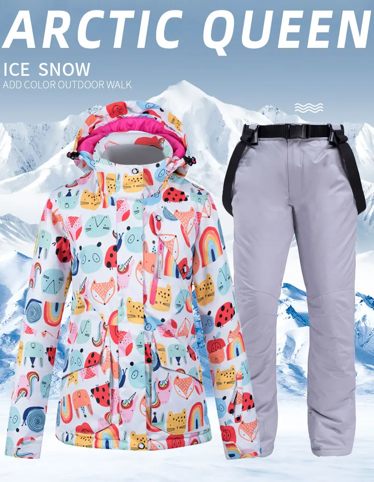 -30�C Warm Ski Suit Women Brand Female Ski Jackets And Pants Warm Waterproof Breathable Skiing And Snowboarding Suits