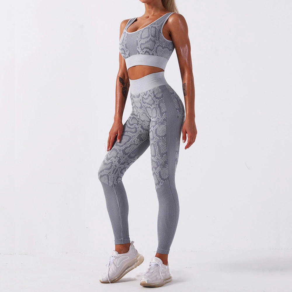 Yoga Set Snake Pattern Gym Leggings 