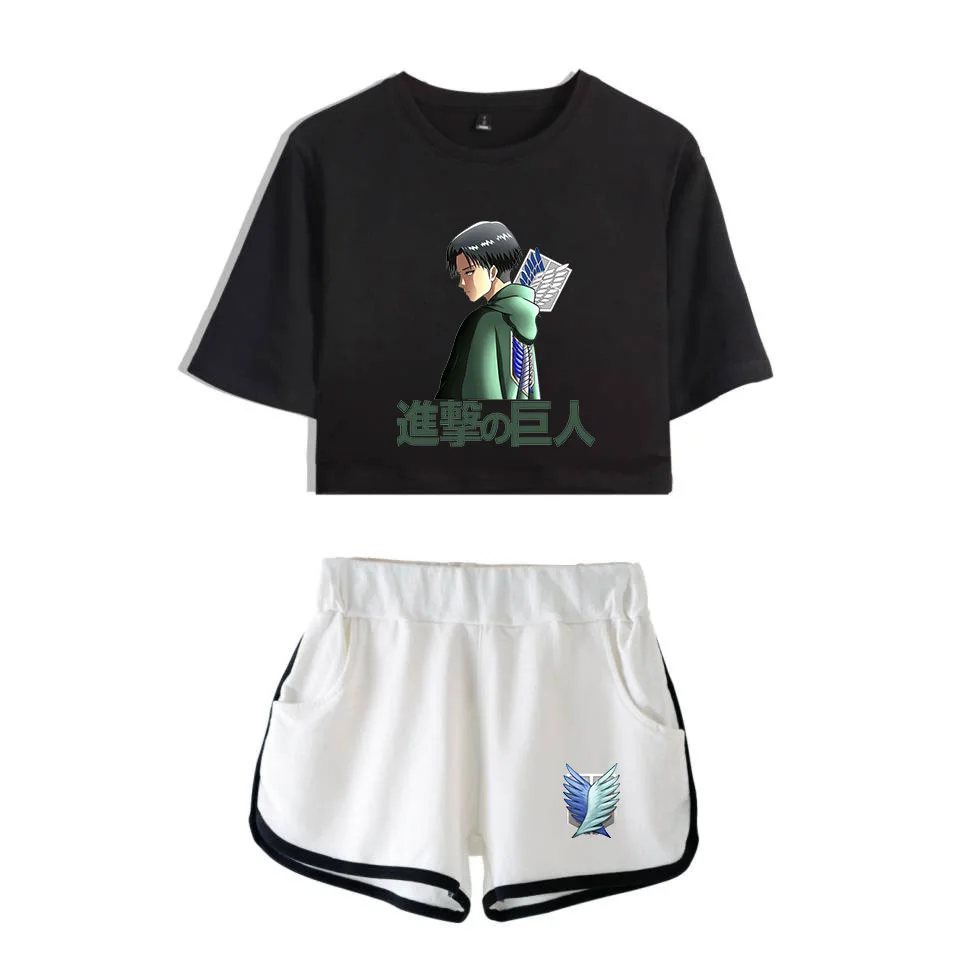 COSREA Attack On Titan Cosplay Costume Survey Corps Logo Short Sleeve Shirt Sport Suits Girls Tees Shorts T Running Sets Women -Zentai shop online Hef5a1bbcfa474b0394ac86df22f3401fb.jpg