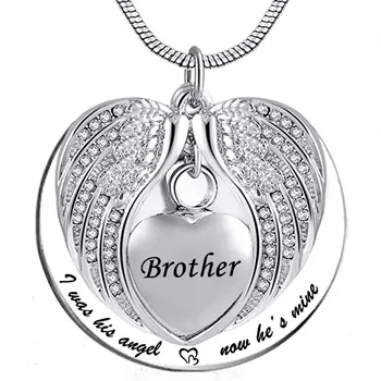 

Angel Wing Urn Necklace for Ashes, Heart Cremation Memorial Keepsake Unisex Pendant Necklace Jewelry with Fill Kit and Gift Box