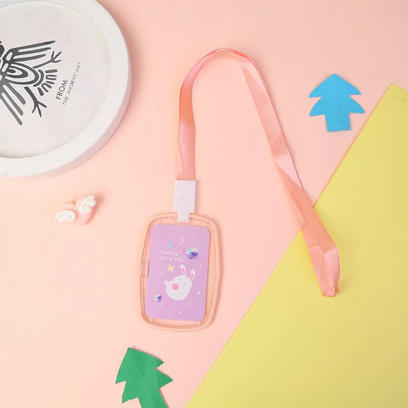 DIY Прозрачный чехол для удостоверения личности, студенческий значок, держатель для карт, Женский мультяшный силиконовый подвесной чехол для визиток, чехол s, защита от падения - Цвет: Серебристый