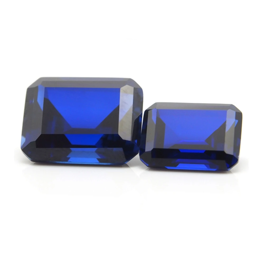 13*18mm 2 Piece /alot Top Quality Blue Sapphire emerald cut Loose Gemstone DIY Stones for ring making