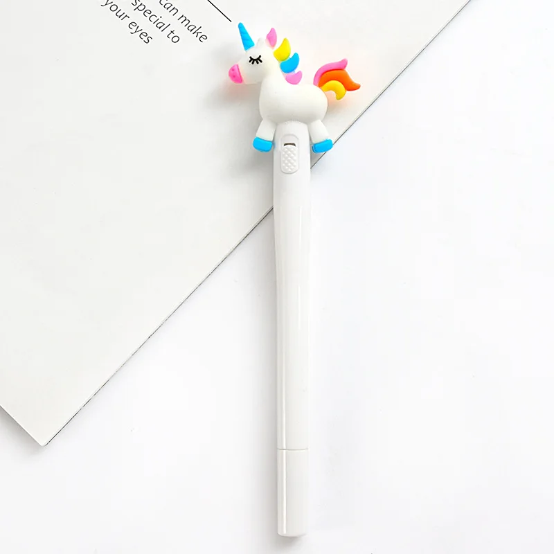 Net red creative cartoon unicorn light pen soft sister girl heart glowing gel pen cute personality writing pen - Цвет: B457-6
