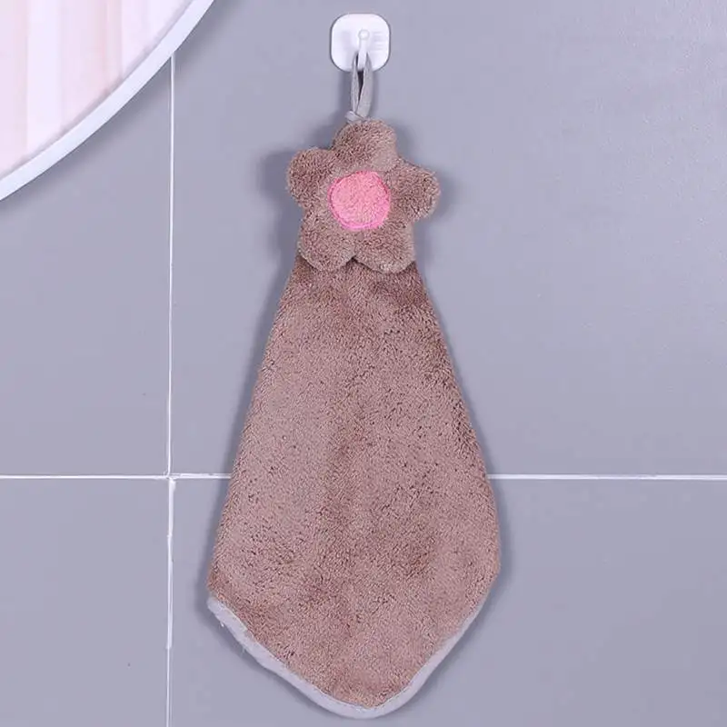 Soft Colored Hanging Tie Velvet Towel Kitchen Absorbent with Cloth Hand for Dish Coral Cleaning Hands